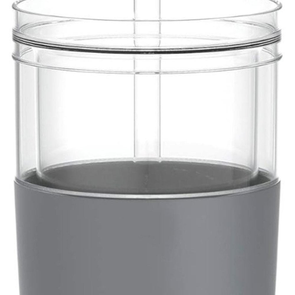 Clear And Gray Plastic Straight Shape Stemless All Purpose Wine Glass