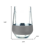 Set of Two Clear And Gray Plastic Convex Curve Shape Stemless All Purpose Wine Glass