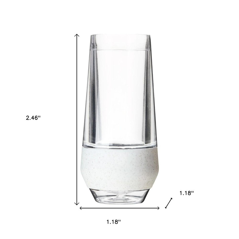 Set of Four Clear And White Plastic Angular Shape Stemless White Wine Glass