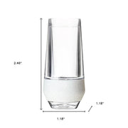 Set of Four Clear And White Plastic Angular Shape Stemless White Wine Glass