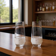 Set of Two Clear And White Plastic Angular Shape Stemless White Wine Glass