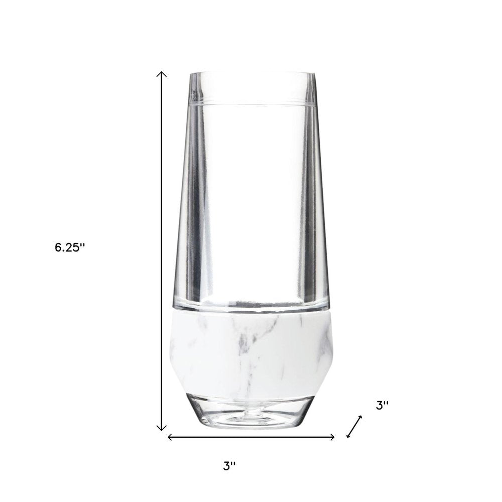 Set of Two Clear And White Plastic Angular Shape Stemless White Wine Glass
