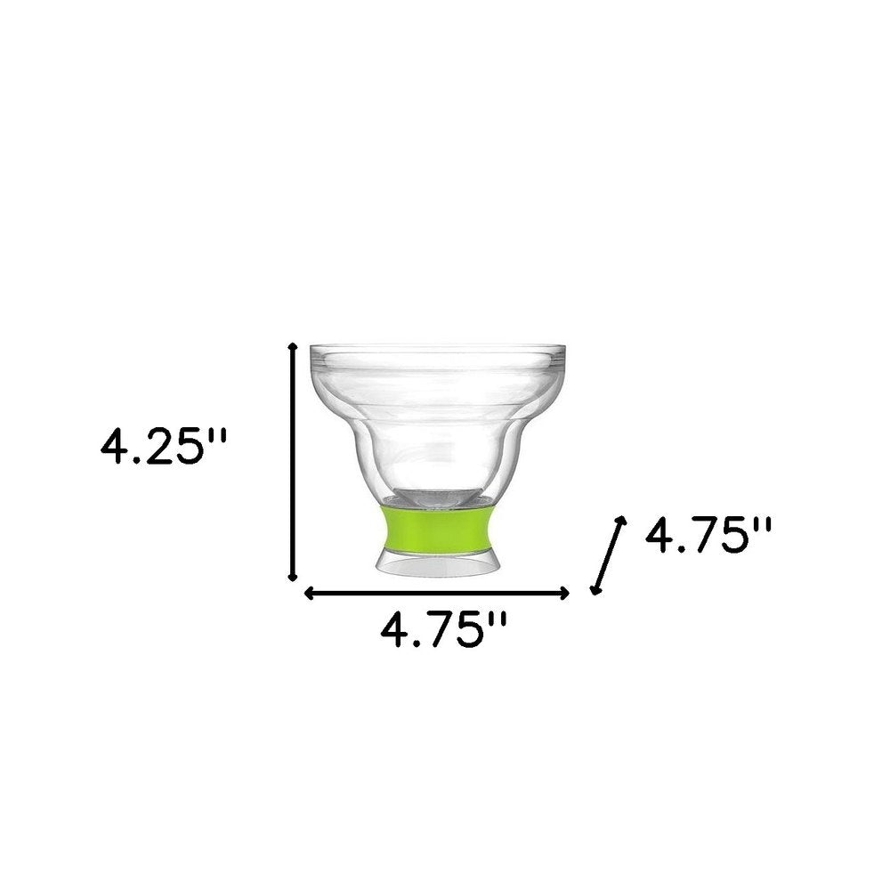 Clear And Green Tritan Plastic Unique Shape Stemless Margarita Glass