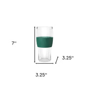 Set of Two Clear And Green Tritan Plastic Unique Shape Stemless Pint Glass