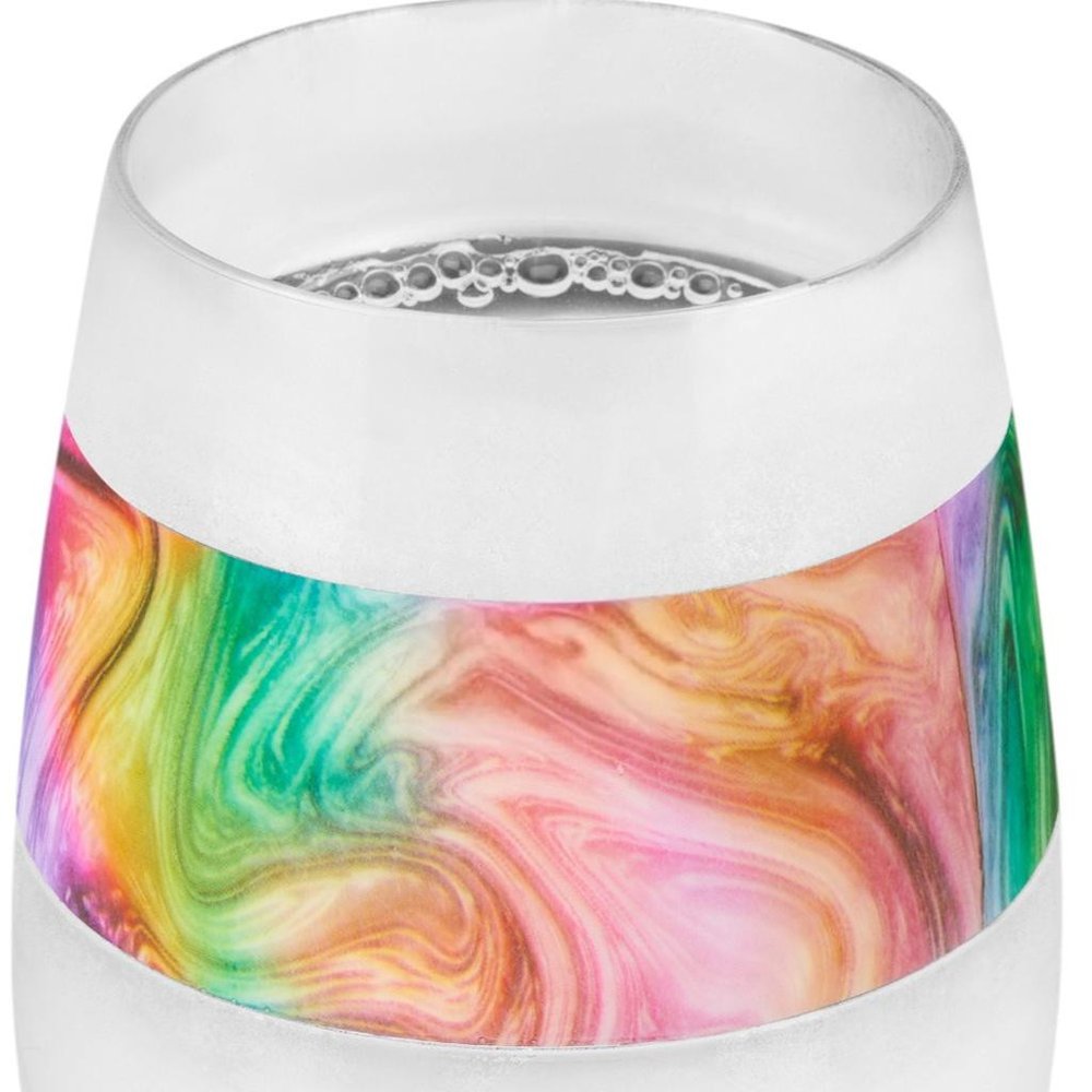 Clear Green And Pink Tritan Plastic Convex Curve Shape Stemless All Purpose Wine Glass
