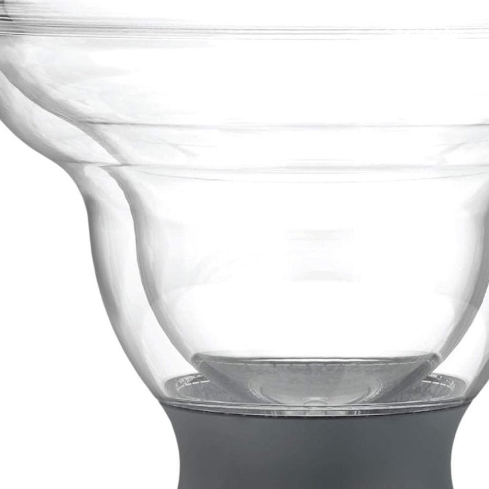 Set of Two Clear And Green Plastic Unique Shape Stemless Margarita Glass