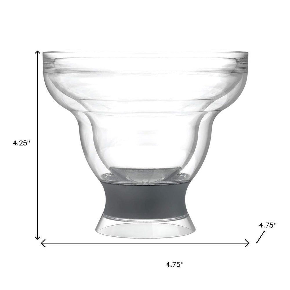 Set of Two Clear And Green Plastic Unique Shape Stemless Margarita Glass
