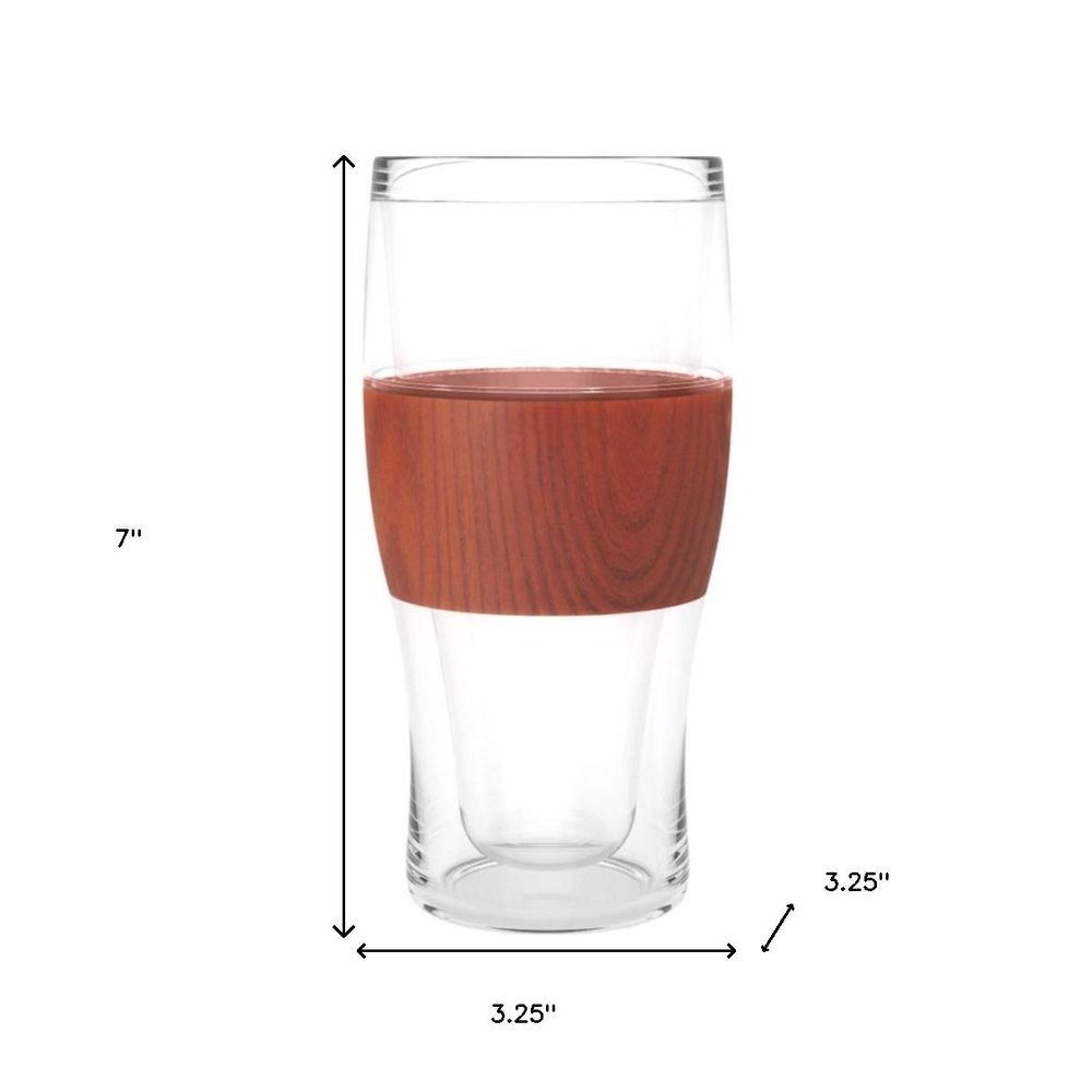 Set of Two Clear And Natural Tritan Plastic Unique Shape Stemless Pint Glass