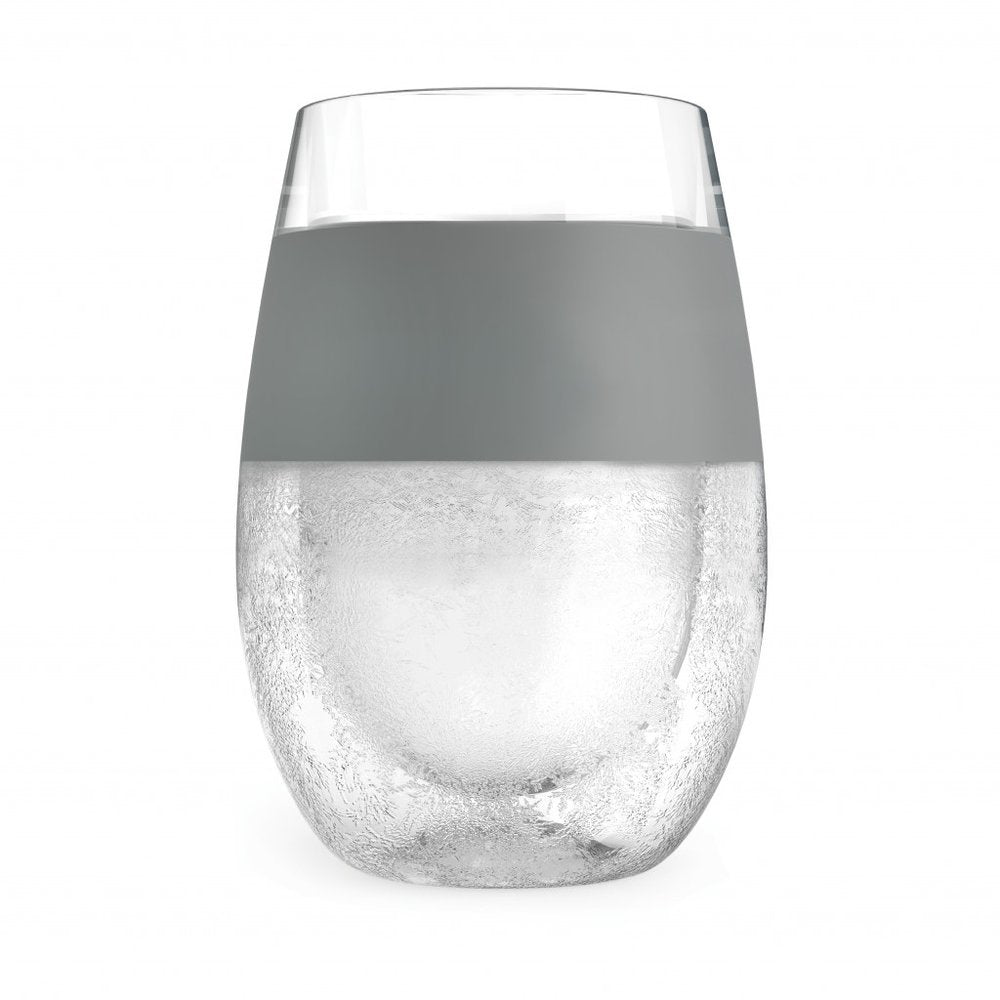 Set of Two Clear And Gray Tritan Plastic Convex Curve Shape Stemless All Purpose Wine Glass
