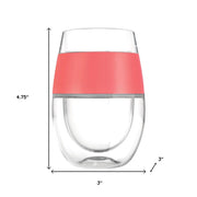 Set of Four Clear And Blue Tritan Plastic Convex Curve Shape Stemless All Purpose Wine Glass