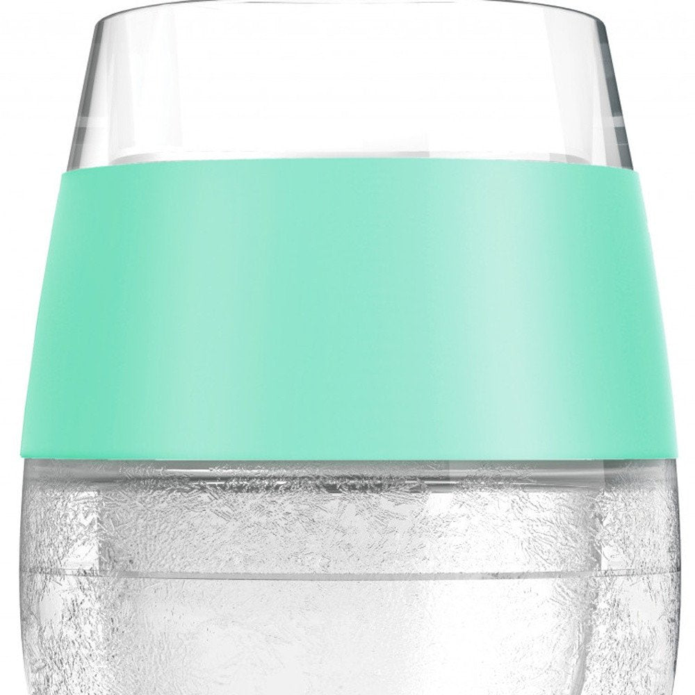 Set of Two Clear And Mint Green Tritan Plastic Convex Curve Shape Stemless All Purpose Wine Glass