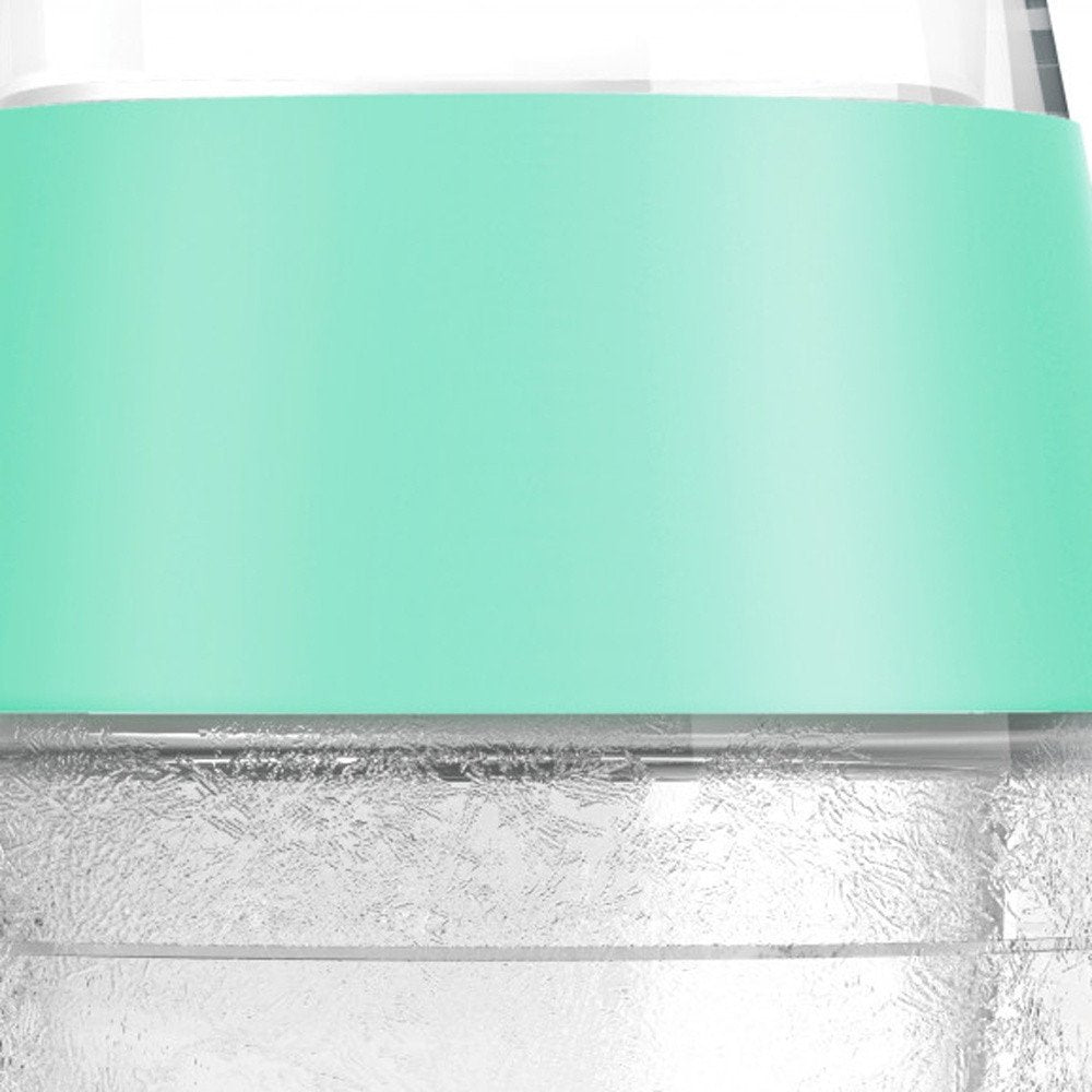 Set of Two Clear And Mint Green Tritan Plastic Convex Curve Shape Stemless All Purpose Wine Glass