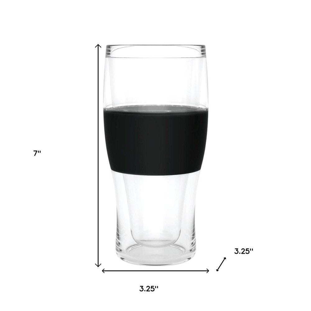 Set of Two Clear And Black Tritan Plastic Narrowing Shape Stemless Pint Glass