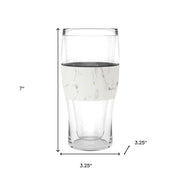 Set of Two Clear And White Tritan Plastic Unique Shape Stemless Pint Glass