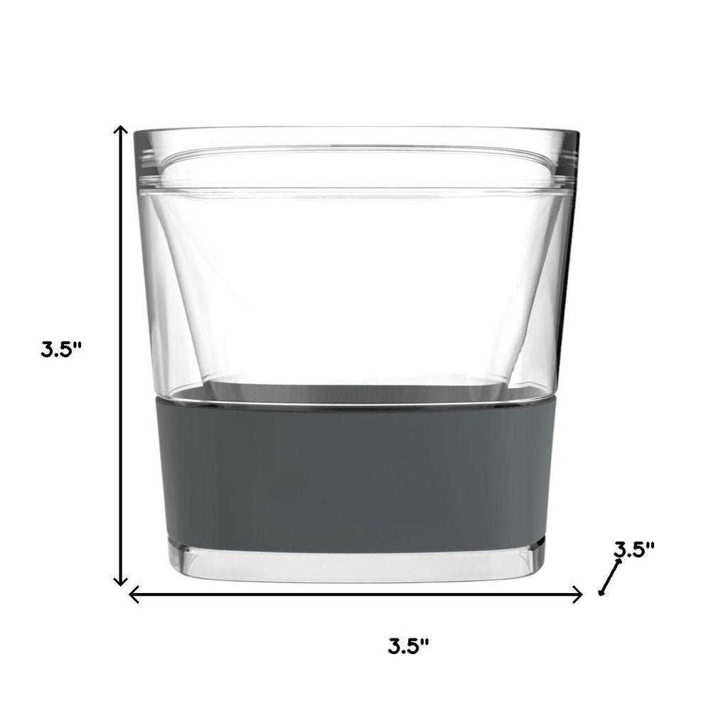 Set of Two Clear And Gray Tritan Plastic Straight Shape Stemless Whiskey Glass