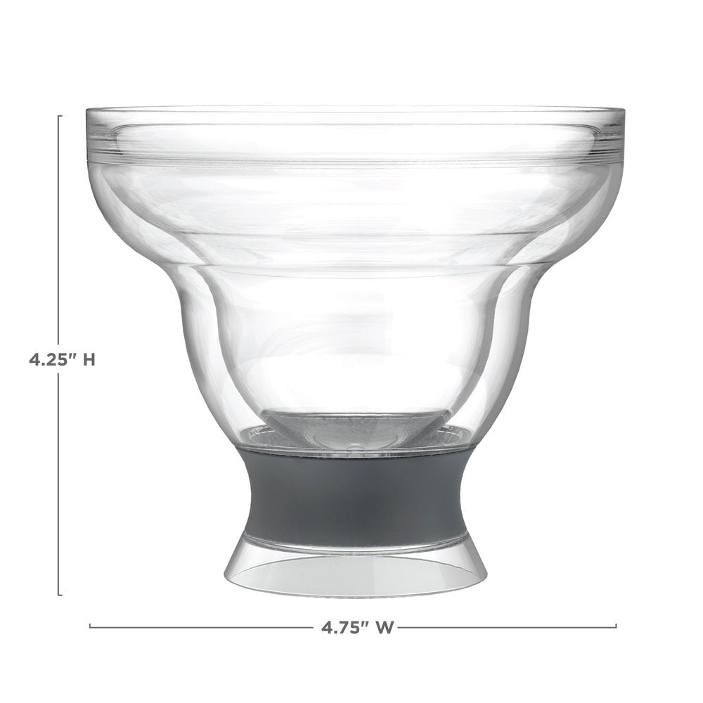 Set of Two Clear And Gray Tritan Plastic Unique Shape Stemless Margarita Glass