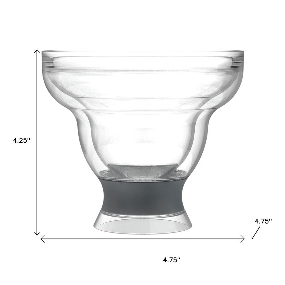 Set of Two Clear And Gray Tritan Plastic Unique Shape Stemless Margarita Glass