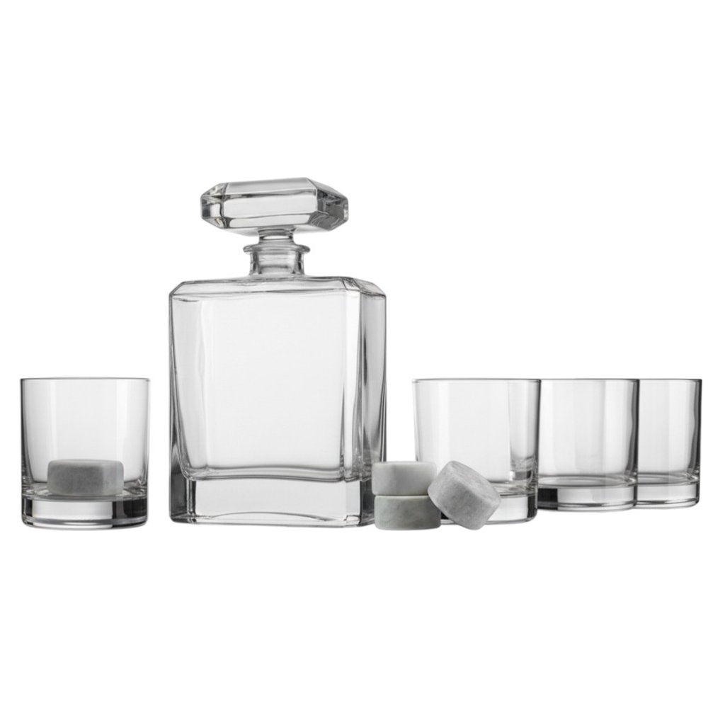 Set of Four Clear Lead Free Crystal Stemless Decanter