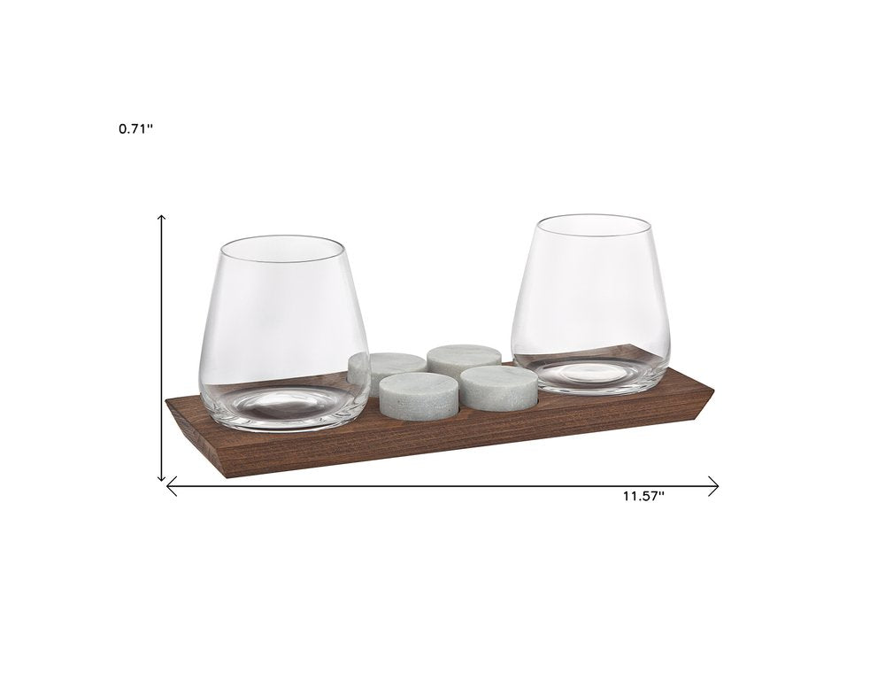 Set Of Two Lead Free Crystal Narrowing Shape Stemless Decanter