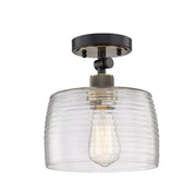 Gray Shaded Metal Dimmable Flush Chandelier With Clear Shades