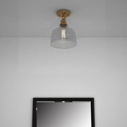 Gold Shaded Metal Dimmable Flush Chandelier With Clear Shades