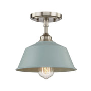 Blue Kitchen Island Metal Dimmable Flush Chandelier With Light Blue Shades