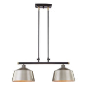 Black And Gray Kitchen Island Two Light Metal Dimmable Chandelier With Gray Shades
