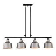 Black And Gray Kitchen Island Four Light Metal Dimmable Chandelier With Gray Shades