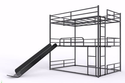 Twin Size House Loft Bed With Slide And Ladder - Black