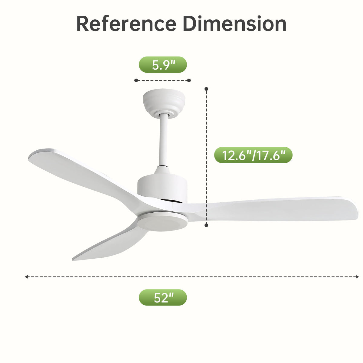 52" All Ceiling Fan With DC Reversible Motor, 3 Blades