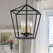 Black And Gold Kitchen Island Four Light Metal Dimmable Chandelier With Black Shades