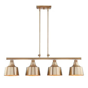 Gold Kitchen Island Four Light Metal Dimmable Chandelier With Gold Shades