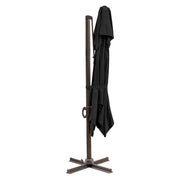 10' Black Polyester Square Tilt Cantilever Patio Umbrella with Stand