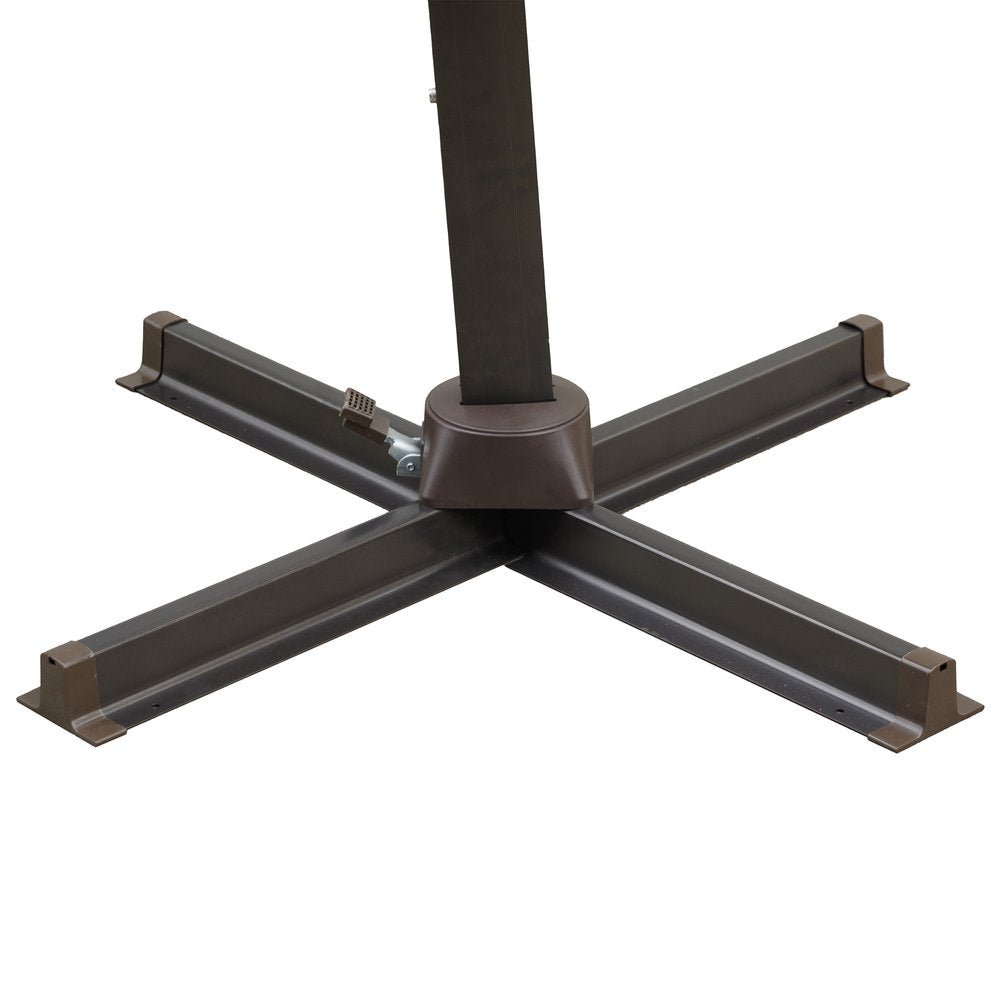 15" Tan Polyester Square Tilt Cantilever Patio Umbrella with Stand