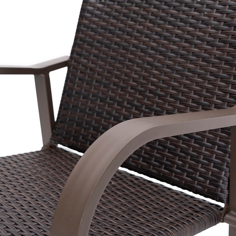 Set of Two 28" Brown Aluminum Outdoor Counter Height Bar Chairs