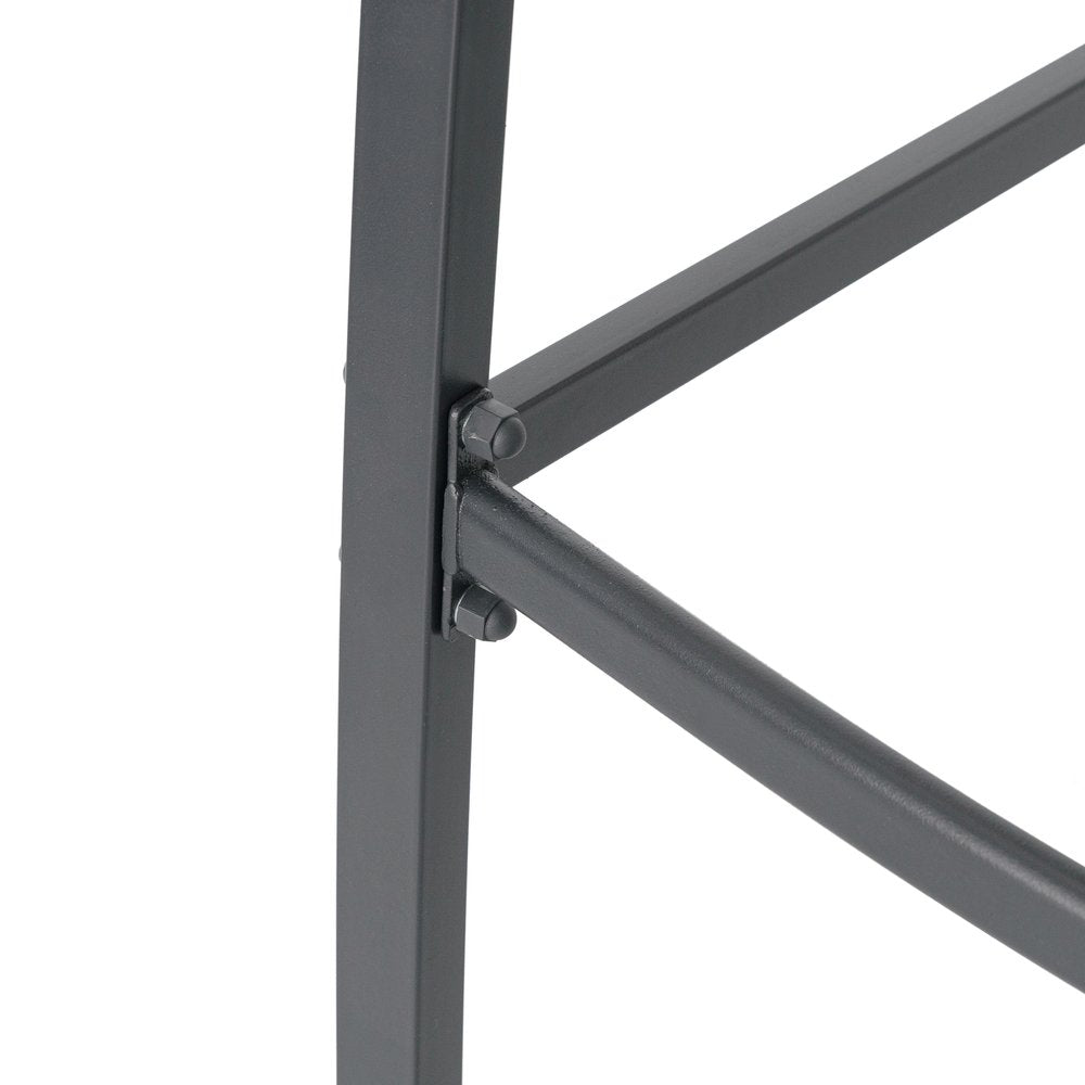 Set of Two 28" Gray and Brown Steel Outdoor Bar Height Chairs