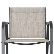 Set of Two 28" Gray Steel Outdoor Bar Height Chairs