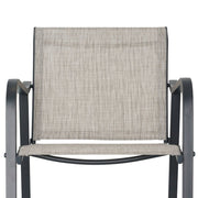 Set of Two 28" Gray Steel Outdoor Bar Height Chairs