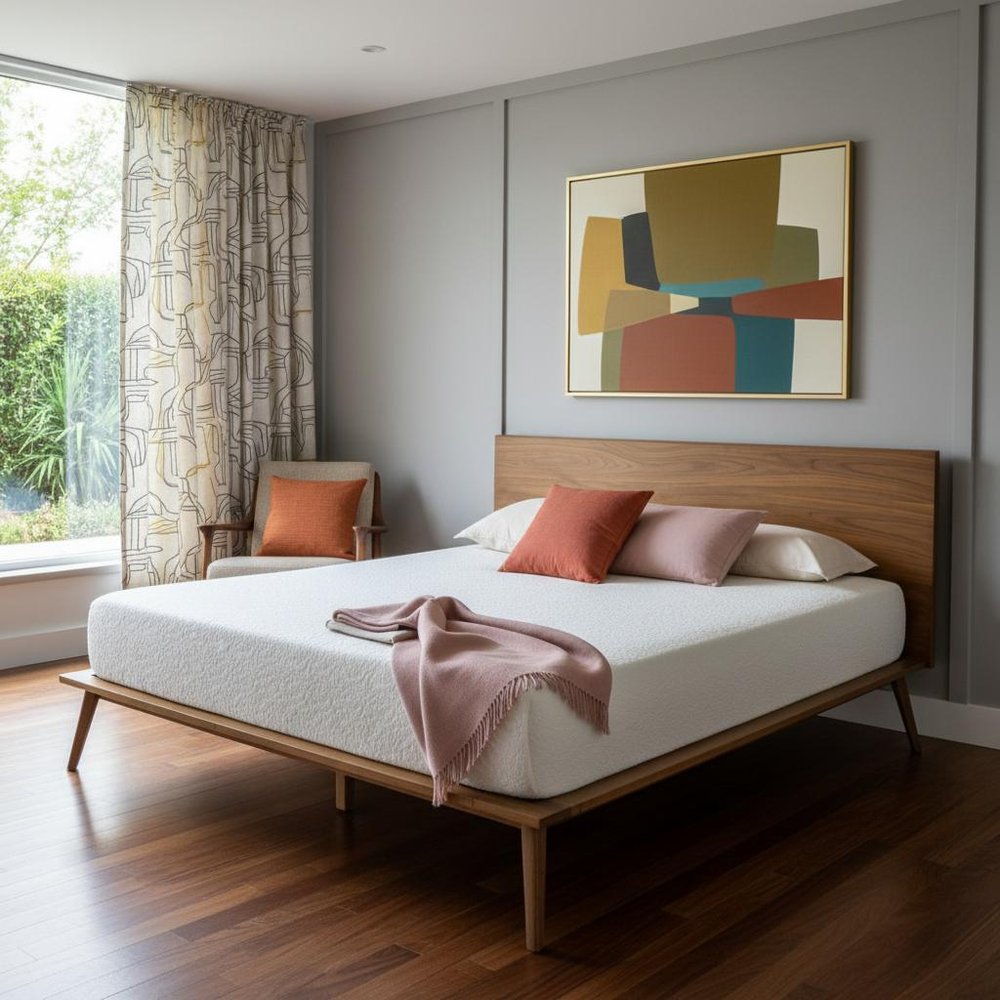 Brown Wood King Bed Frame