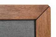 Gray and Brown Wood And Linen Queen Bed Frame