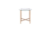 24" Champagne And Clear Glass And Metal Round End Table