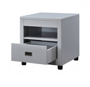 24" Dove Gray Square End Table With Drawer And Shelf