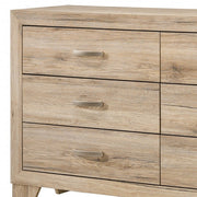 59" Natural Brown Manufactured Wood Six Drawer Double Dresser