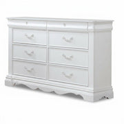 56" White Solid Wood Eight Drawer Double Dresser