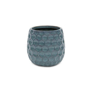 Blue Ceramic 15 Ounce Round Distressed Pot Planter