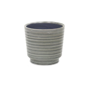 Gray Ceramic 23 Ounce Striped Round Distressed Pot Planter