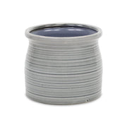 Gray Ceramic 51 Ounce Striped Round Distressed Pot Planter