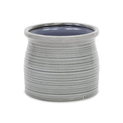 Gray Ceramic 51 Ounce Striped Round Distressed Pot Planter