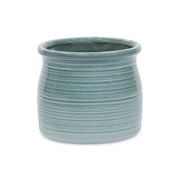 Celadon Ceramic 51 Ounce Striped Round Distressed Pot Planter