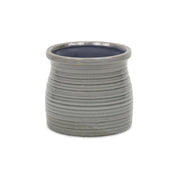 Gray Ceramic 51 Ounce Striped Round Distressed Pot Planter